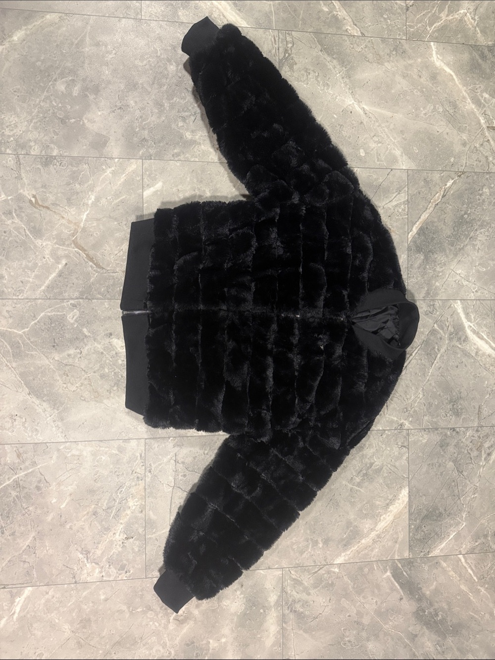 Women’s Black Faux Fur Bomber Jacket